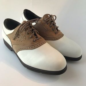Footjoy Terrains Golf Shoes White Tan Saddle